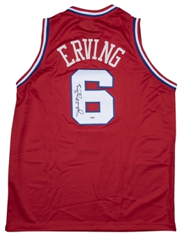 Julius Erving Autographed Philadelpha 76ers Red Jersey (PSA/DNA)